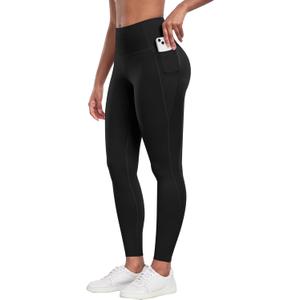CHRLEISURE Leggings with Pockets for Women - Tummy Control High Waisted Soft Workout Yoga Pants (Black, M)