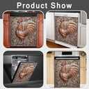 Copper Relief Rooster Dishwasher Magnet Cover 23x26in, 3D Rooster Pattern Magnetic Door Covers for Kitchen Dish Washer Fridge Panel Sticker, Farm Animal Reusable Machine Door Lid Decal, Large