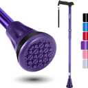 REHAND Walking Cane - Foldable, Adjustable, Collapsible Walking Canes for Men & Women, Heavy Duty All Terrain Tip, with Travel Bag | Walking Sticks for Seniors & Adults (Romance Purple), 2'7'' (78cm) to 3'2'' (96cm)