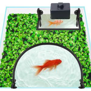 Floating Plant Corral for Aquarium, Self-Adjusting Barrier with EV Foam, Protects Floating Plants from Filter, Fish Tank Feeding Ring, Includes Suction Cups & Net