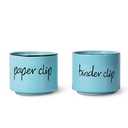 ONTUBE Ceramic Paper Clip Holder and Binder Clip Holder Set Dispenser Organizer for Desk (Turquoise) 2 Pack