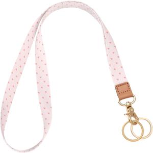 Knagsfa Lanyards for Keys, Neck Lanyards for ID Badges with Metal Hook, Cute Lanyard Keychain for Women, Pink Heart