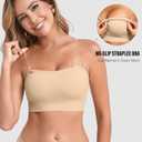 DEANGELMON Strapless Bras for Women Wireless Push Up Non-Slip Bandeau Bra Seamless Clear Straps TubeTop Padded Bralette (L)