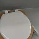 Mayfair Linden Slow Close Toilet Seat, Non Slip Heavy Duty Wood, Easy Install, Round, White