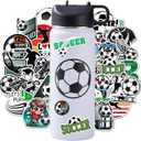 Soccer Water Bottles for Boys 18 oz and 100 PCS Soccer Stickers Sports Insulated Stainless Steel Water Bottle Accessories Stuff Gear Gifts For 8-12 12-14 Player