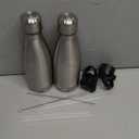 Insulated Water Bottle, 2 Pack-12oz Stainless Steel Water Bottles with straw lid, Metal Sports Water Bottles for Boys,Girls, Double Wall Vacuum BPA-Free Flask for School,Sports & Travel-Silver