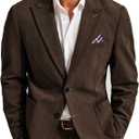PJ PAUL JONES Mens Blazer Vintage Corduroy Jacket Formal Classic Two Buttons Sport Coats (Medium, Coffee)