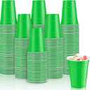 Lounsweer 100 Pack 16 Ounce Plastic Party Cups Heavy Duty Drinking Water Cups for Valentine Carnival St. Patrick's Day Holiday Festival Wedding Birthday Party Supplies(Green)