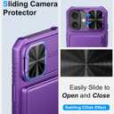 BXYJY for iPhone 16 Wallet Case with Camera Cover, Built-in Card Holder (4-5 Cards), RFID Blocking, Military Grade Protection, Heavy Duty Women Men Protective Phone Case for iPhone 16, Dark Purple