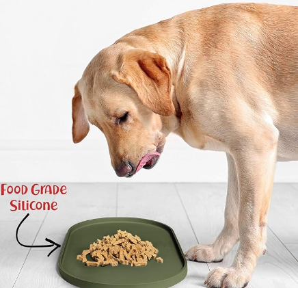 Dog Food Mat - Waterproof Dog Bowl Mat, Silicone Pet Mat for Food and Water Bowls Green