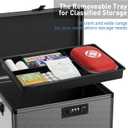 Medicine Lock Box with Code, Locking Medicine Box with Removable Tray & Pocket Bag, Portable First Aid Box for Home, 14 * 8.85 * 7.5 Inch (Black)