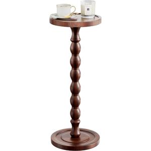COVLON Pedestal Side Table, Drink Table, Small Round Martini Table for Living Room, Dorm, Home Office and Bedroom, Brown, 10.25"L x 10.25"W x 23.75"H