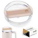 40 OZ Tumbler Lid Replacement Fit for Stanley Cup, 1 Pack Replacement Lids, Spill Proof Tumbler Covers for Stanley Cup Accessories (Clear - Rose Quartz)