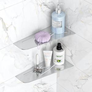 Shower Corner Shelf 304 Stainless Steel 12" Corner Shelf Bathroom Shampoo Holder for Shower Floating Corner Shelf for Wall, No Drilling, Brushed Nickle, 2Pack