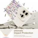 Designed for iPhone 16 Pro Case, Cute Flower Floral Pattern Design, Slim Soft TPU Liquid Silicone Protective Cover for Women Girls - White