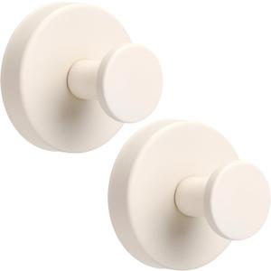 Suction Cup Hooks for Shower No-Drill Bathroom Hooks for Towels, Robes, Loofah Mountable on Bathroom Walls, Kitchen, Glass, Mirrors, Tile and Smooth,Non-Porous Surfaces (2, Milk White)