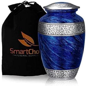 SmartChoice Adult Cremation Urn - Large Memorial Funeral Burial Urns (Adult (1 Count), Blue)