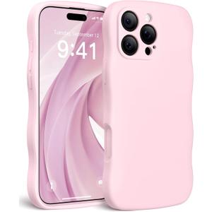Magnetic for iPhone 16 Pro Case, [Full Camera Protection][Compatible with MagSafe] Cute Wave Frame Silicone Shockproof Protective Phone Case for iPhone 16 Pro 6.3", Chalk Pink