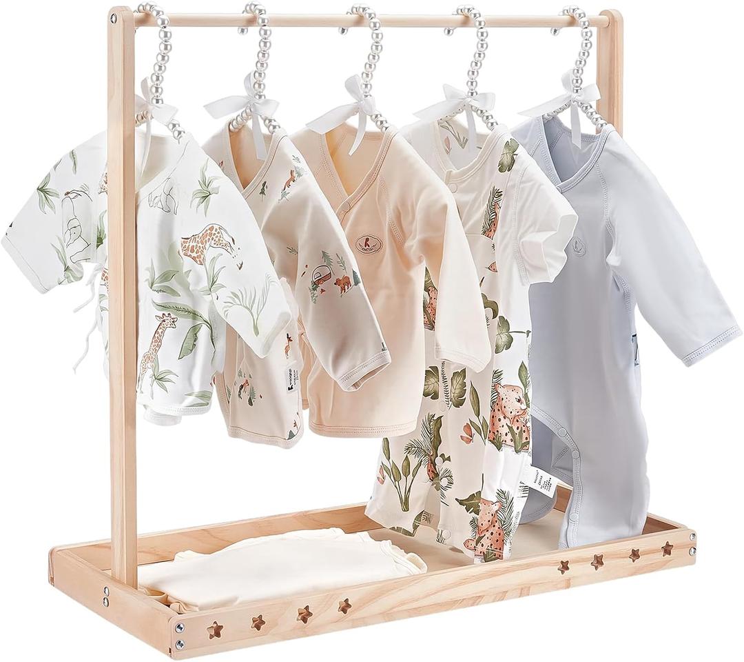 1 Set Baby Clothing Rack with Storage Box & Hanging Rod
23.62x10.24x21.85In Wooden Pets Clothes Rack for Small Dogs Cats Dolls Clothes Display for Playroom Bedroom