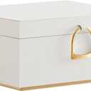 SONGMICS 2-Layer Jewelry Box, Jewelry Organizer with Handle, Removable Jewelry Tray, Jewelry Storage, Floating Effect, 8.1 x 9.4 x 4.3 Inches, Gift Idea, White UJBC165W01