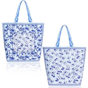 2 x 2 Pack Mahjong Tote Bag Set Mahjong Gifts for Women Mah Jong Tiles Bag Gift for Mah Jong Lover Player Lucky Birthday