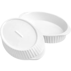 Foraineam 2 Pack 15 oz White Porcelain Oval Baking Dishes, 8.8 x 5.5 x 1.8 Inch Au Gratin Pans Small Table Serving Dish, Lasagna Pan Crme Brulee Bakeware Set with Double Handles, Dishwasher Oven Safe