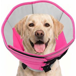 Dog Cone, Soft Cone for Dogs to Stop Licking, Dog E-Collar Alternative After Surgery for Dogs, Pet Cones Collar for Wound Healing with Adjustable Buckle, Pink L