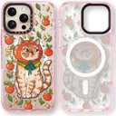for iPhone 16 Pro Case Cute - Compatible with Magsafe - Durable Shockproof 6.6 ft Drop Impact Phone Case - Funny Kitty Cat Design (6.3") Glitter Pink