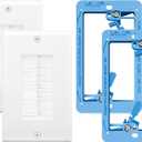 VCE Brush Wall Plate with Low Voltage Box, Decorator Wall Cover with Low Voltage Mounting Bracket for Wall-Mount TV, 2-Pack (Blue)