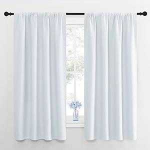 NICETOWN Bedroom Curtain Panels - Window Treatment Thermal Insulated Rod Pocket Room Darkening Curtains/Drapes for Bedroom (2 Panels, 42 by 63, Platinum - Greyish White)