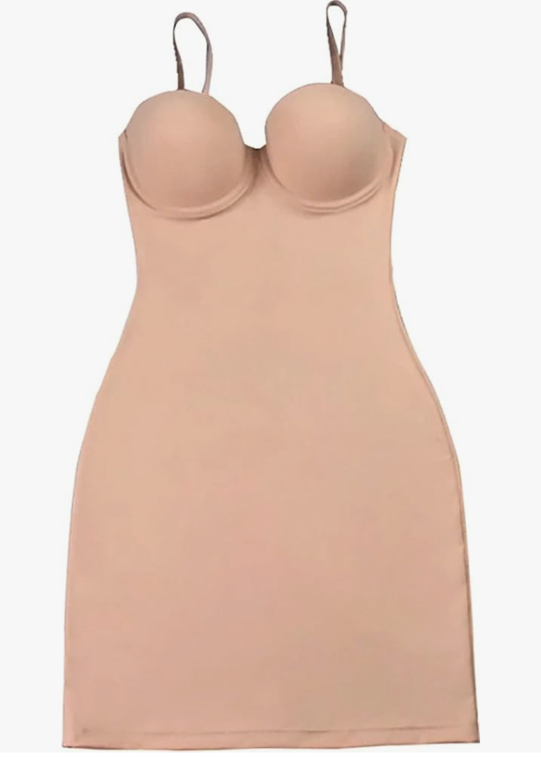 Women's Slimming Shapewear Slips Straight Tube Dress Body Tummy Control Shaper Skinny Under Dresses Underwire Cup Size M