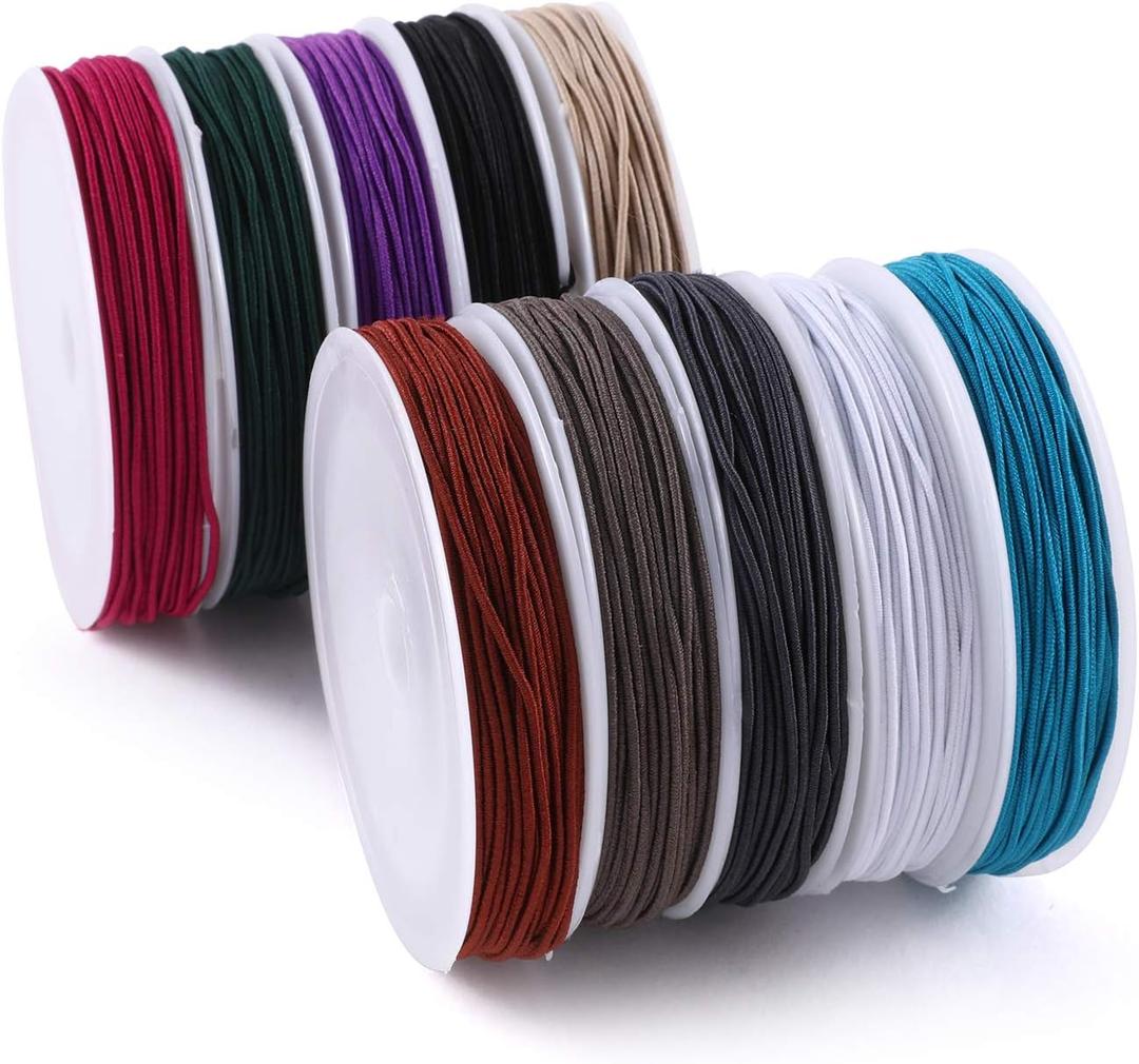 1mm Elastic Cord for Making Jewelry 130m/142Yards 10Roll Multicolor Stretch String Beading Crafting for DIY Masks Jewelry Making Necklace Bracelet Beading Craft Thread