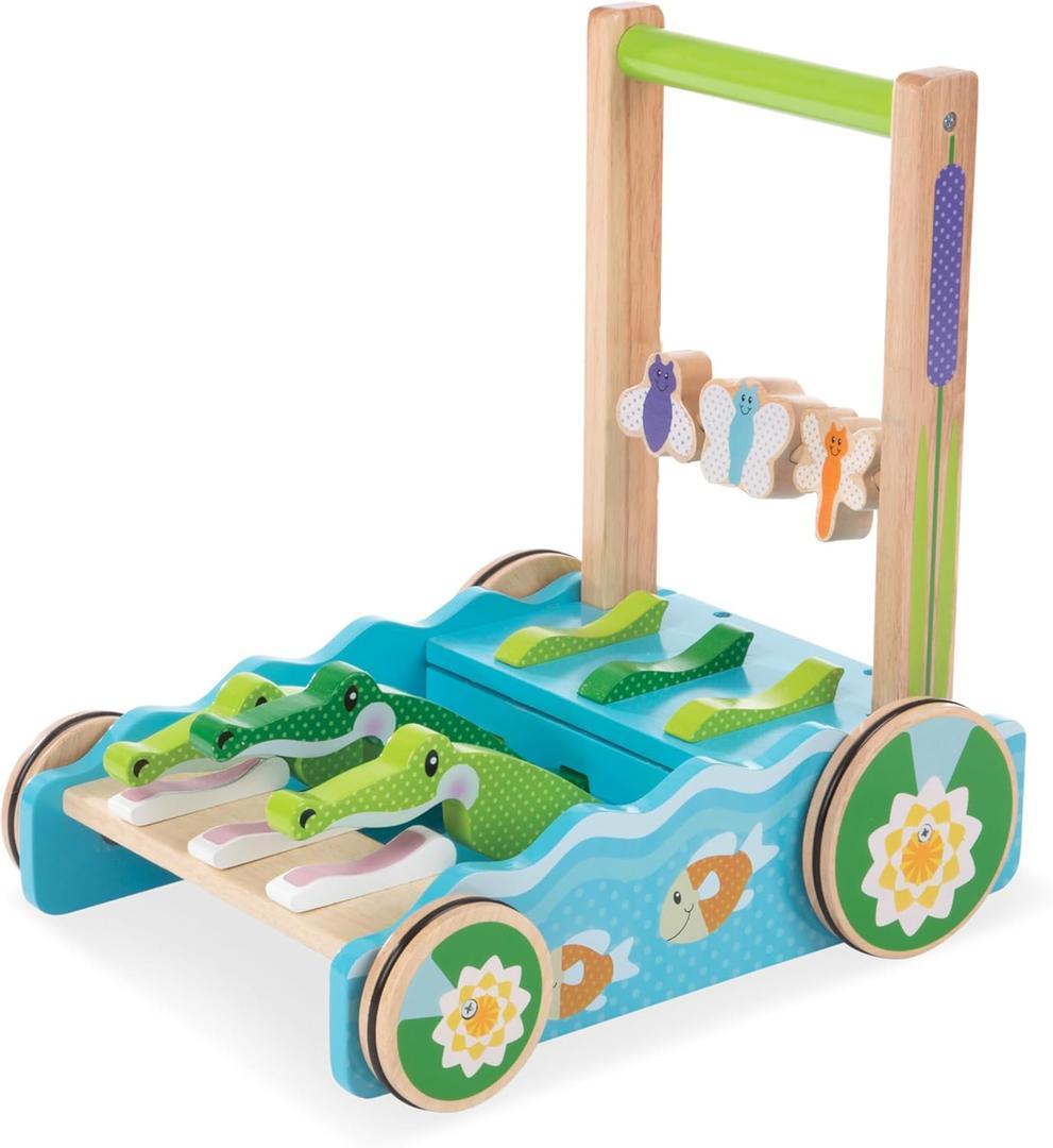 Melissa & Doug First Play Chomp and Clack Alligator Wooden Push Toy and Activity Walker - Pretend Play Developmental Baby Push Walker Toy For Toddlers Ages 1+, 1 EA