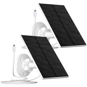 Zivif 2W Solar Panel for Security Camera, Solar Panel Charger with Micro USB & USB-C Port for Rechargeable Battery Security Camera, USB Solar Panel with 360° Adjustable Security Mount (2 Pack)