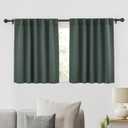 RYB HOME Blackout Curtains for Bedroom, Small Windows Shades Thermal Insulating Privacy Drapes for Living Room Classroom Kitchen Bathroom Dining, Wide 42 x Long 36 inch, Dark Green, 2 Panels