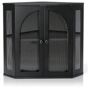 Corner Bread Box for Kitchen Countertop, Double Layer Bamboo Bread Storage Container for Homemade Bread, Large Capacity Bread Holder with 3 Adjustable Height for Counter, Breadbox Organizer