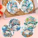 mrpwnle 8 Pack Diamond Art Coasters Kits - Gnomes Diamond Painting Coasters Kit Set with Holder Cork Pads, DIY Non Slip Coaster Craft Kits for Adults Beginners Ideal Gifts