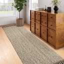 Collive Long Carpet Runners for Hallways 2.6x8ft, Washable Kitchen Rug Indoor Sink Rug, Natural/Black Woven Entryway Runner Rugs Low-Profile Front Door Floor Rug for Laundry Room Bedroom Outdoor Decor