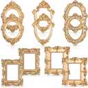 Yalikop 10 Pcs Mini Vintage Picture Frames Small Antique Resin Photo Frame Table Top Jewelry Display Holiday Party Hotel Decor (Gold)