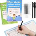 AALGO Grooved Cursive Handwriting Workbook, Reusable Magic Grooved Cursive Writing Practice Book for Beginners with Guided Tracing, Learn Cursive Workbook for Kids Ages 8-12, With 2 Pens