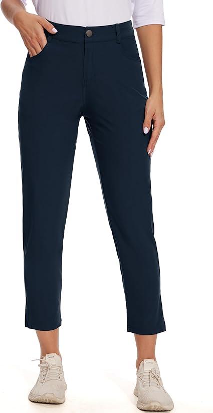 M MOTEEPI 7/8 Golf Pants Women with 4 Pockets Lightweight Stretchy Work Hiking Travel Pants Outdoor M, Navy Blue