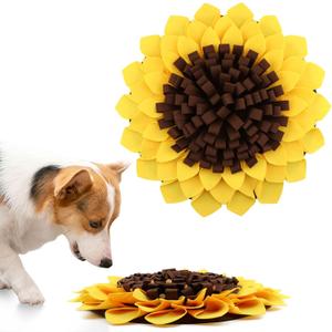 Snuffle Mat for Dogs, Pet Feeding Mats Puppy Sniffing Pad 20x20inch, Sunflower Shaped Snuffle Mat, Cat Doggies Interactive Toys for Multiple Breeds Training and Stress Release