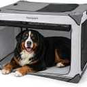 Collapsible Soft Dog Crate 42 Inch, Portable Travel Pet Crate for Extra Large Dogs with 4-Door Mesh, XL Dog Kennel Indoor & Outdoor, Light Grey