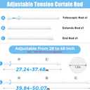 AIZESI Tension Curtain Rod Adjustable Spring Tension Rods for Windows 28 to 48 Inch, No Drilling, 7/8" Diameter, White Curtain Rod, Small Shower Curtain Rod for Bathroom, Doorway, Closet, Kitchen