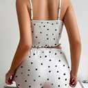 Hilinker Women's Graphic 2 Piece Pajama Set Summer Cute Crop Cami Top and Shorts Ribbed Sleepwear Sets Black Heart Large (White, L)