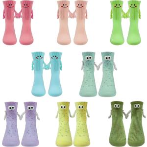8 Pairs Magnetic Hands Holding Socks, Funny Couple Matching Socks Silly Gifts for Birthday Anniversaries Men Women Friends (One Size, Cute)