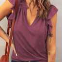 Dokotoo Women's Casual V Neck Ruffle Sleeve Summer Tank Tops Shirts (XL)