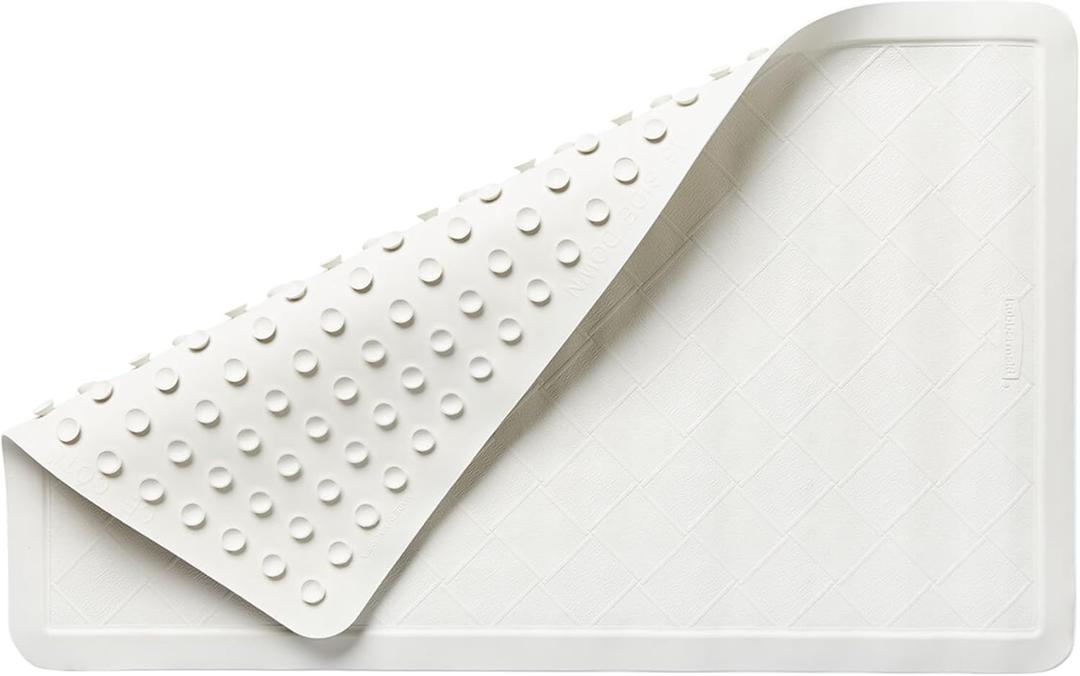Rubbermaid Commercial Products Safti-Grip Bath Mat, Medium, White, Suction-Backed, Non-Slip for Commercial/Residential Use for Shower Stall/Bathtub/Bathroom