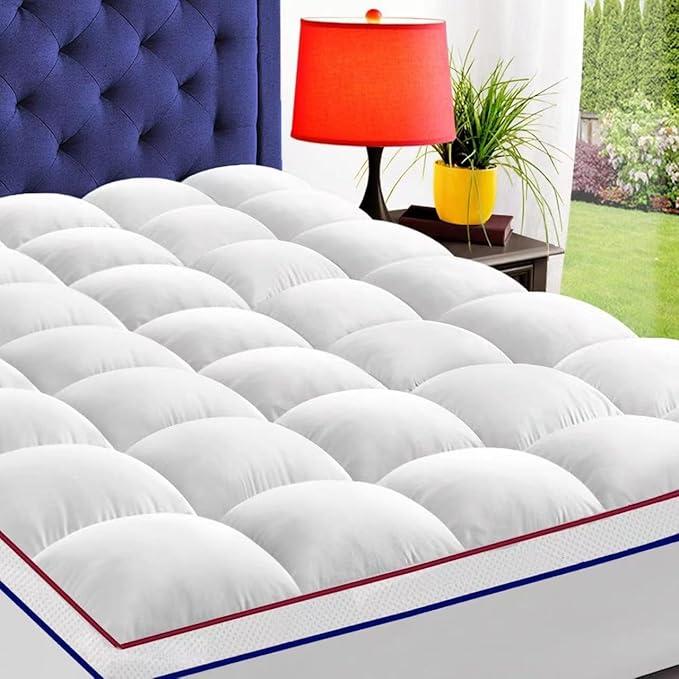 UBiuduy Mattress Topper King Size Cooling Mattress Pad Cover Extra Thick Mattress Pad 3D+7D Down Alternative Filling Plush Mattress Topper Pillow-Top with Deep Pocket Fitted to 8-21”Mattress