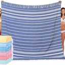 Giant Turkish Beach Towel Blanket 85"x75" Cotton XXL Extra Large Oversided Bath Pool Blankets XL Huge Thick Bed Sand Free Throw Towels Picnic Outdoor Big Quilt Necessities Cloud Gifts for Adult Blue